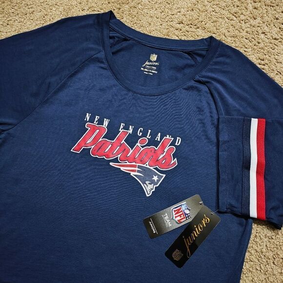 NFL Juniors New England Patriots Burnout Raglan Half Sleeve XL T-Shirt #2 - Picture 1 of 6